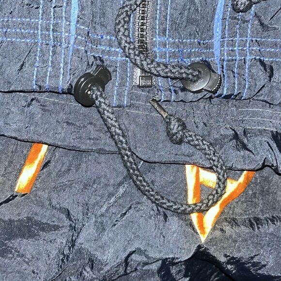 Vintage NIKE AIR retro Nylon Black Blue stripe hoodie hooded jacket-M oversize - Picture 9 of 10